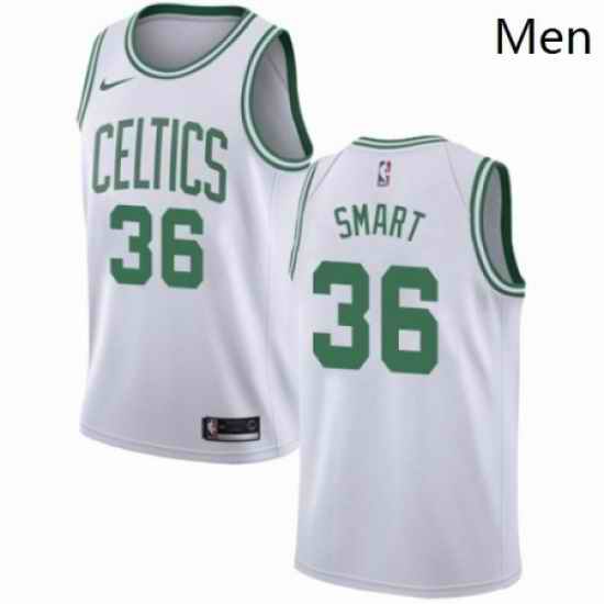 Mens Nike Boston Celtics 36 Marcus Smart Swingman White NBA Jersey Association Edition
